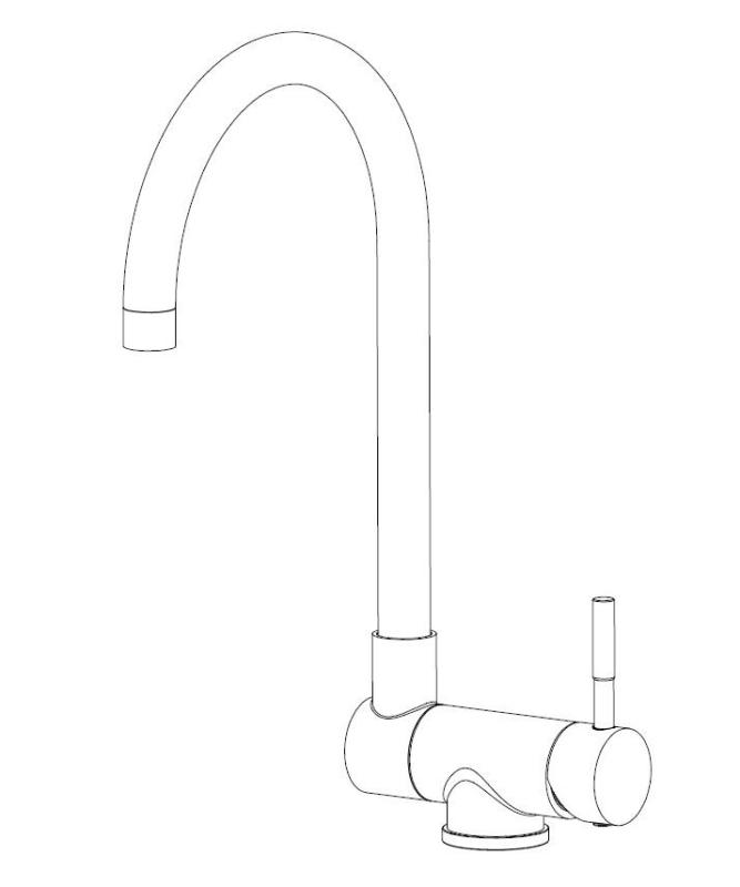 Aquanello Forma Massieve RVS Neerklapbare Venster Keukenkraan Zwart BL-1012-FM