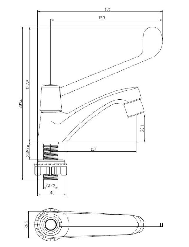 Aquanello Medic Koudwaterkraan met Lange Hendel Chroom CR-1101-MD