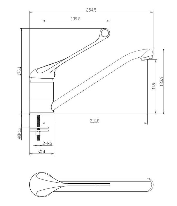 Aquanello Medic Keukenmengkraan met Lange Hendel  Chroom CR-1007-MD