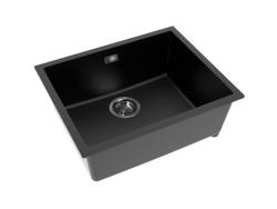 Pure.Sink Eternal Quartz Zwarte Spoelbak 50x40 cm Onderbouw en Opbouw met Gun metal plug