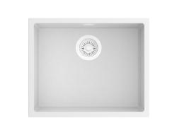 Pure.Sink Eternal Quartz Witte Spoelbak 50x40 cm Onderbouw en Opbouw met Witte plug