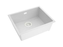 Pure.Sink Eternal Quartz Witte Spoelbak 50x40 cm Onderbouw en Opbouw met Witte plug
