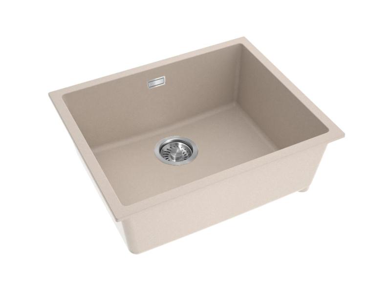 Pure.Sink Eternal Quartz Beige Spoelbak 50x40 cm Onderbouw en Opbouw met RVS plug