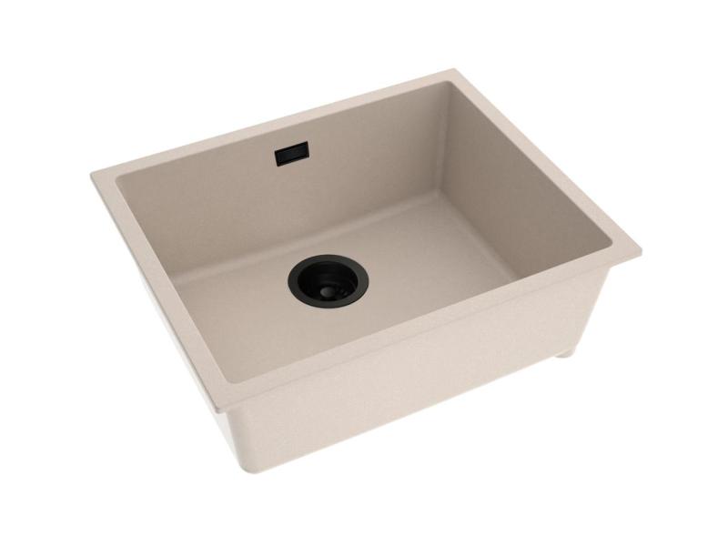 Pure.Sink Eternal Quartz Beige Spoelbak 50x40 cm Onderbouw en Opbouw met Zwarte plug