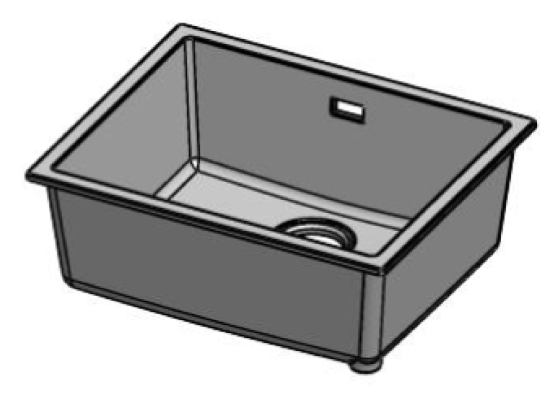 Pure.Sink Eternal Quartz Zwarte Spoelbak 50x40 cm Vlakinbouw en Onderbouw met Zwarte plug