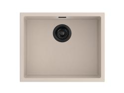 Pure.Sink Eternal Quartz Beige Spoelbak 50x40 cm Vlakinbouw en Onderbouw met Automatische Zwarte plug