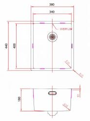 Pure.Sink Comfort RVS spoelbak 34x40 cm onderbouw, vlakbouw en opbouw PCM3440-02