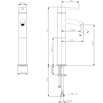 Huber Kyoto wastafelkraan waskom 854A01HCR