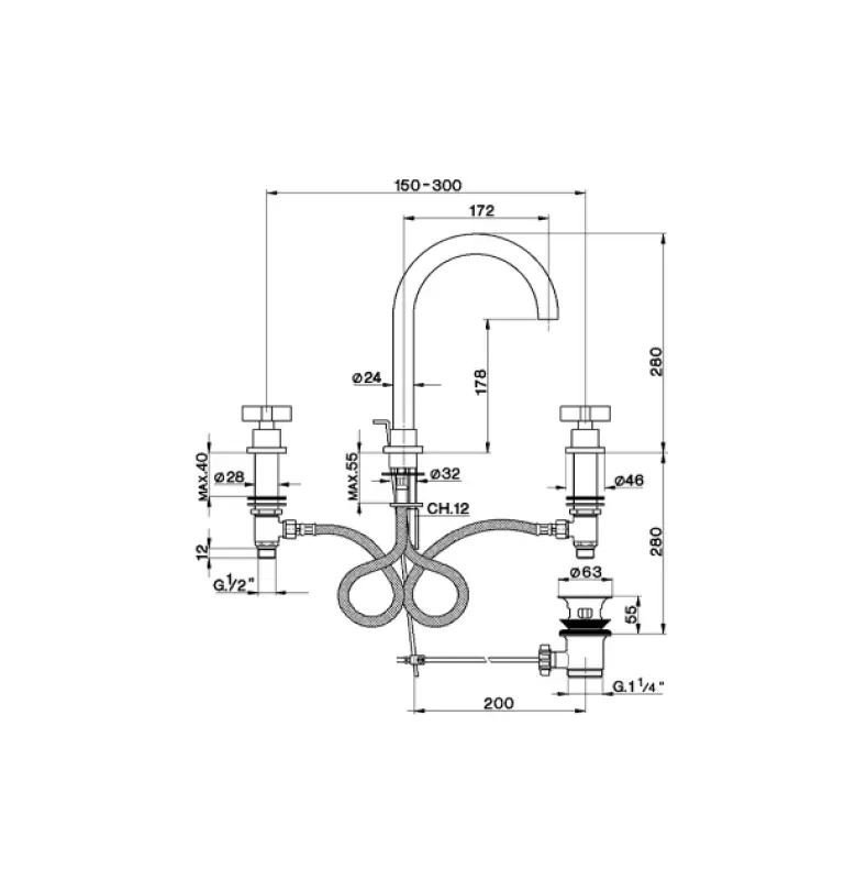 Cisal Barcelona 3-gats Wastafelmengkraan Chroom BA00106021