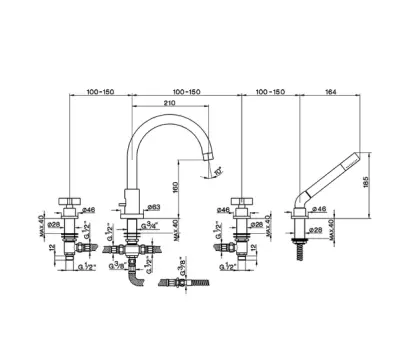 Cisal Barcelona Badkraan voor badrandmontage Chroom BA00026021