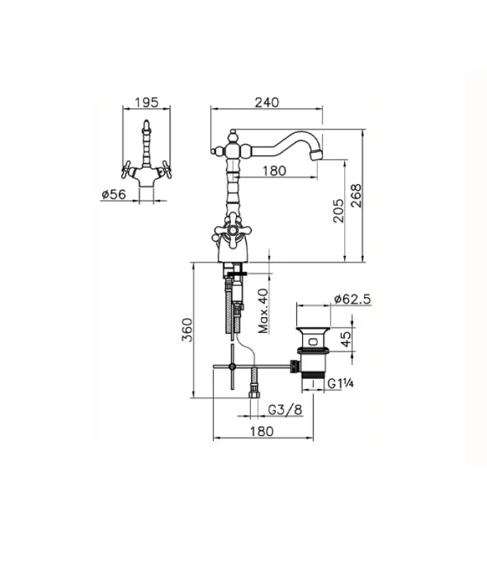 Huber Croisette Thermostatische Wastafelmengkraan Chroom CST5201021