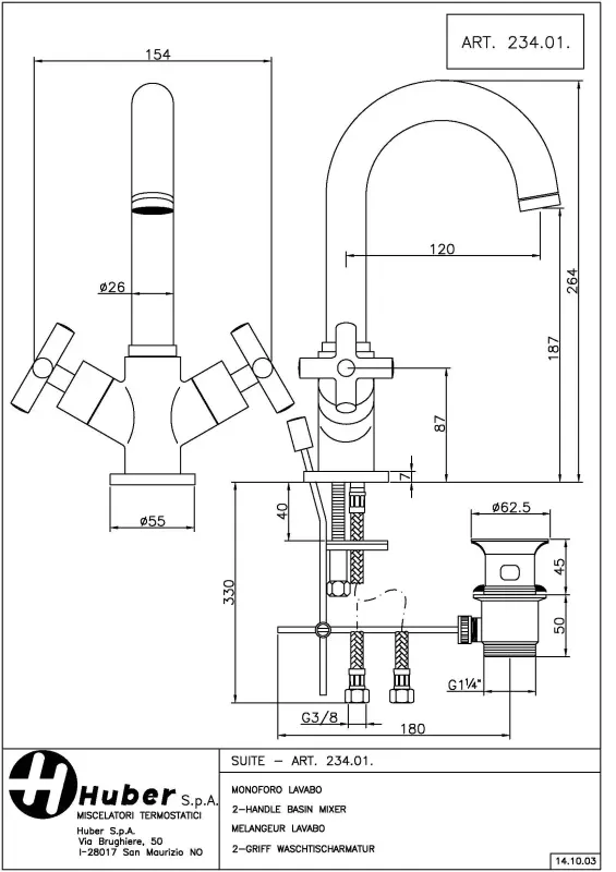 Huber Suite Wastafelmengkraan 23401HCR