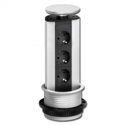 EVOline Port 3 Verzinkbare contactdoos penaarde RVS deksel