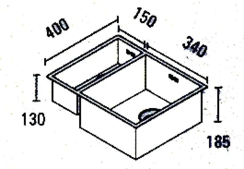 ABK Baronga anderhalve 1,5 rvs spoelbak 15x40+34x40cm Onderbouw BAR1534F