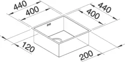 Blanco spoelbak Zerox 400-U onderbouw 521585 nieuw